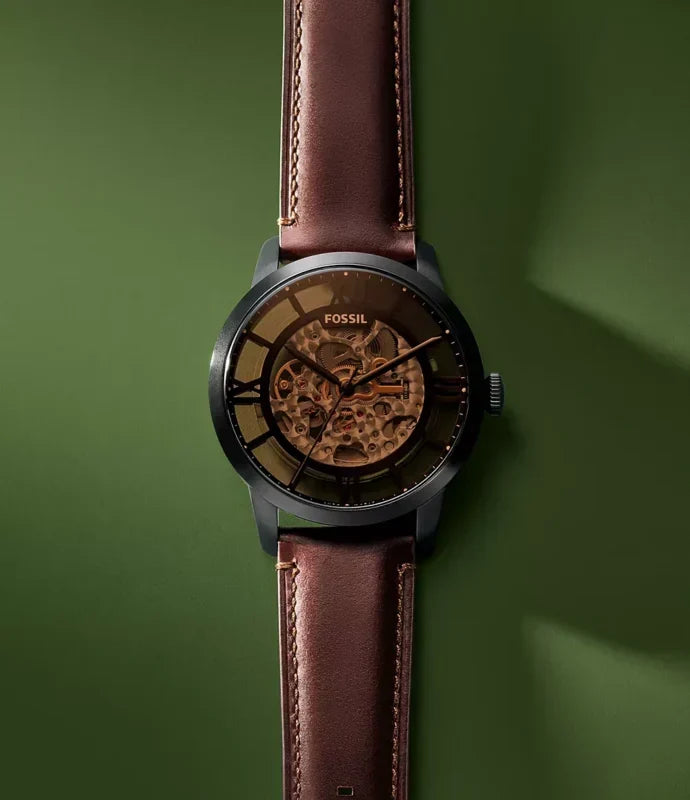 AUTOMATIC DARK BROWN LEATHER