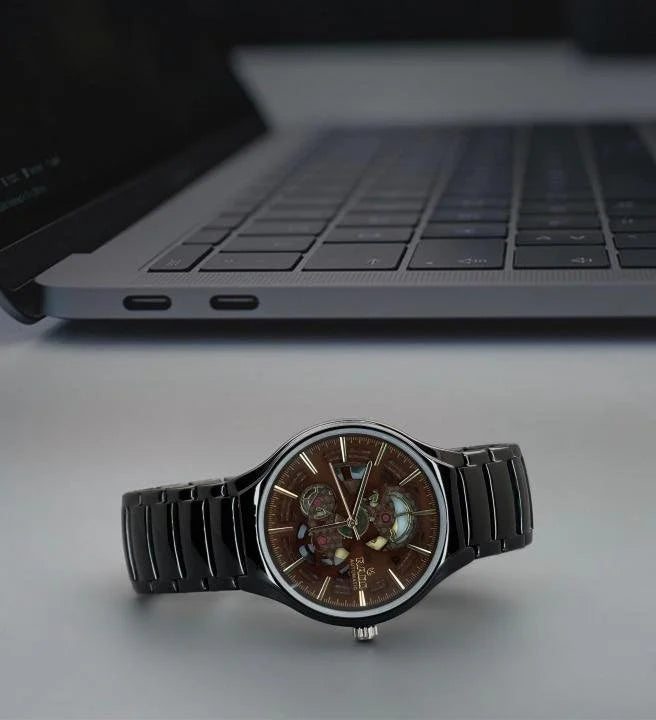 TRUE ROUND AUTOMATIC OPEN HEART – BLACK BROWN