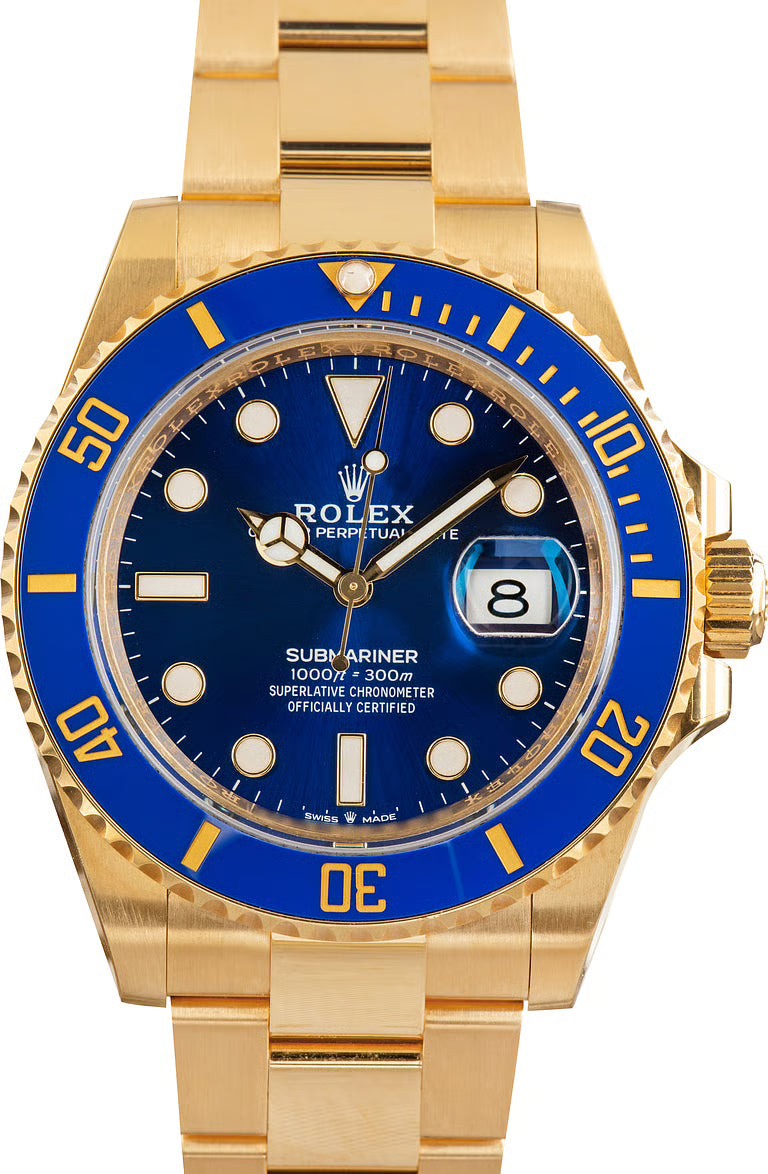 Submariner 18k Yellow Gold Ref 126618LB Blue Dial